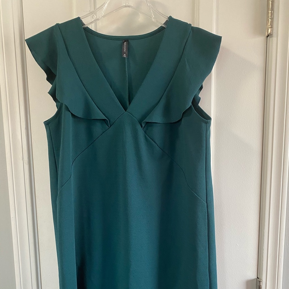Knee-length sleeveless teal dress medium